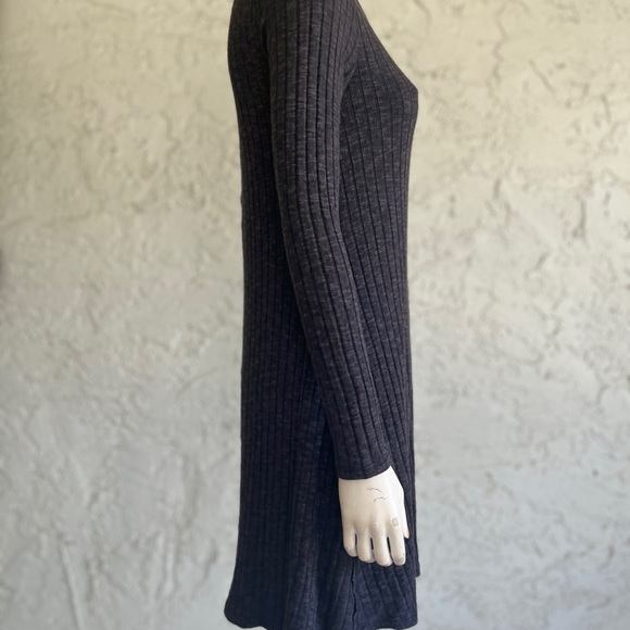 MICHAEL STARS Dress Charcoal Gray Ribbed Stretch Long Sleeve Sweater Tunic M - Picture 4 of 7